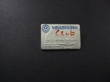 Volkswagen club ( credit card ) zilverkleurig